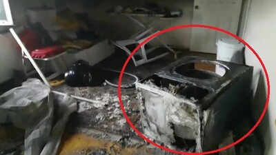 Patlayan çamaşır kurutma makinesi evi küle çeviriyordu