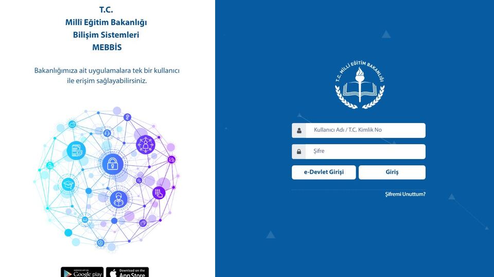 E Okul yeni giriş ekranı!