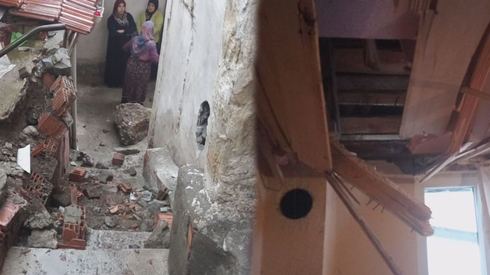 Kopan kaya parçaları evlere düştü! Facia ucuz atlatıldı