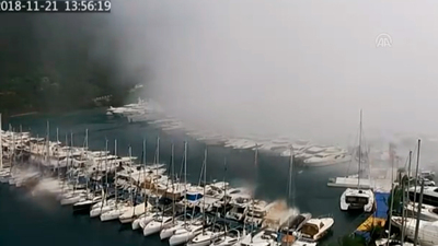 Marmaris'teki hortum dehşeti! Görüntüleri ortaya çıktı