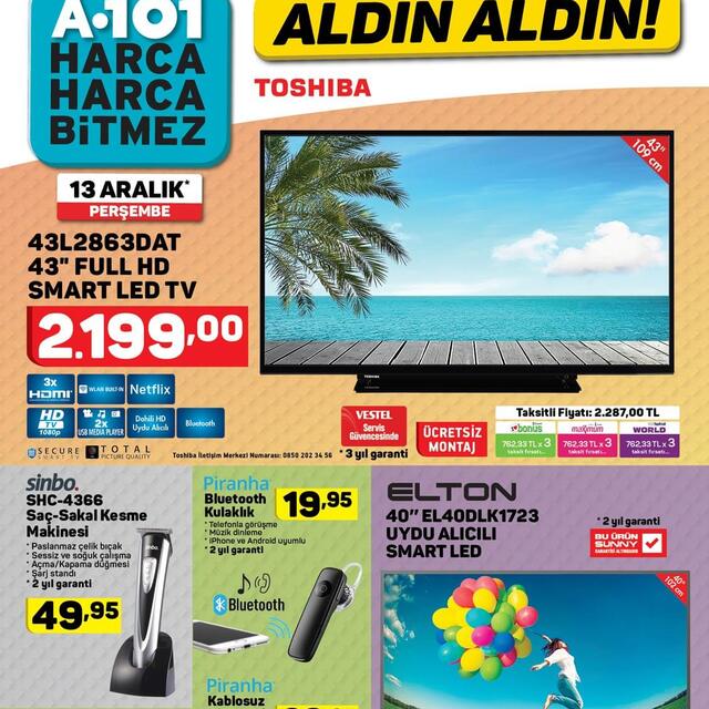 A101 13 Aralık Aktüel ürünler kataloğu!