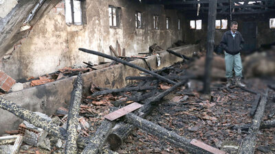 Ahırda yangın çıktı! 12 büyükbaş hayvan öldü