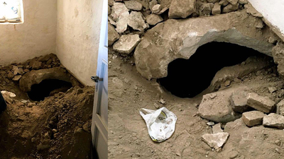 Evi kiralayıp kazdılar... 2 metre altındaki kaya mezarını tahrip ettiler