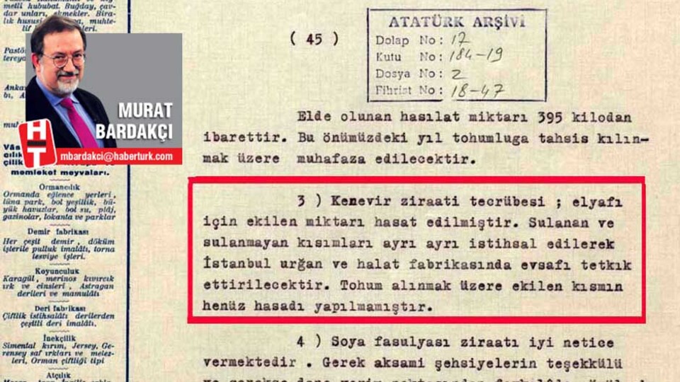 Kenevir ekimi Atatürk'ün başlattığı çabanın devamıdır