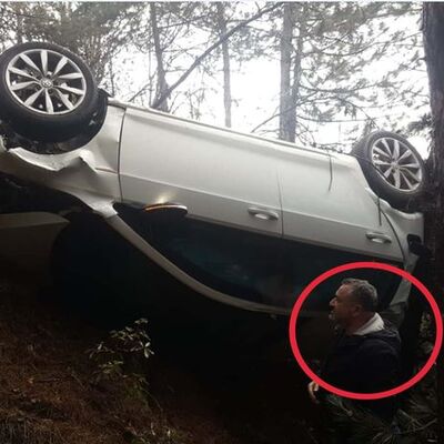 Yok böyle bir kaza! Köpeğe çarpmamak için 50 metrelik şarampole uçtu!