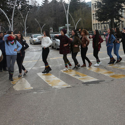 Araçları durdurup, yolun karşısına halay çekerek geçtiler!