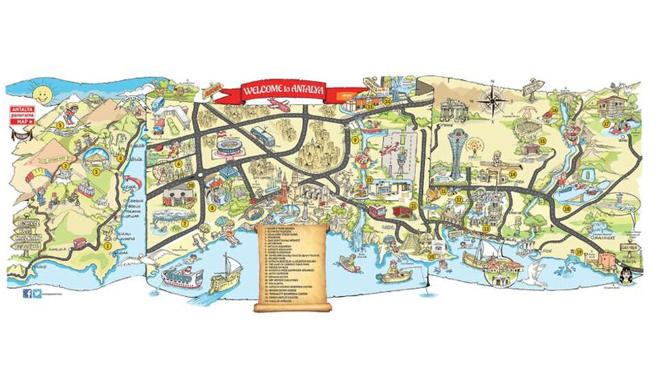 Antalya'da turistler için 'eğlenceli harita'
