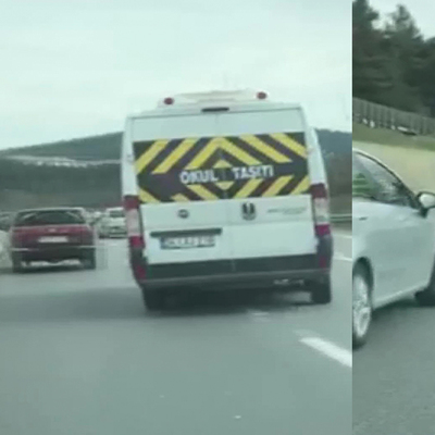 Trafikte yine makas terörü! Hem de okul servisiyle...