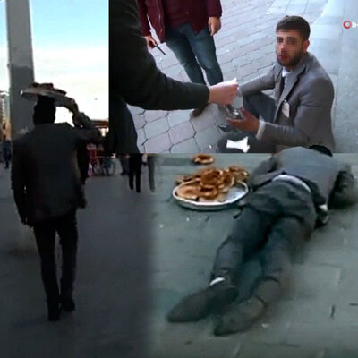 Taksim'de oscarlık performans! Kan içinde kaldı meğer ağzında taşıyormuş