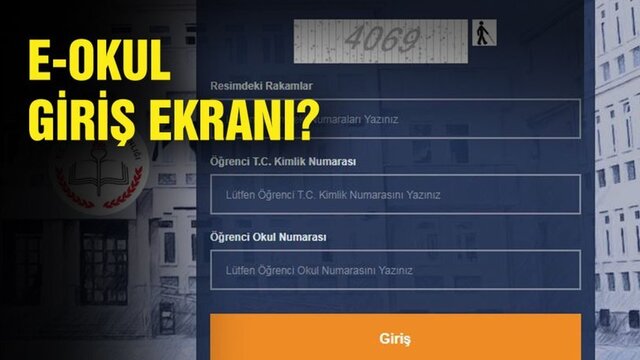 E - Okul giriş ekranı 2019