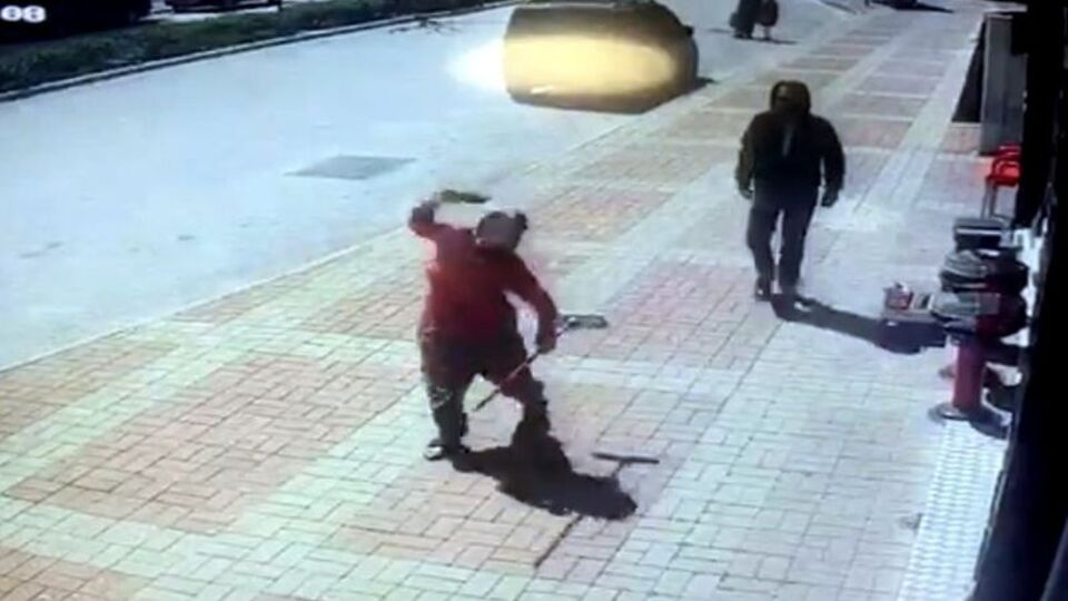 Alıkalmaz! Köpeğe parke taşıyla saldırdı