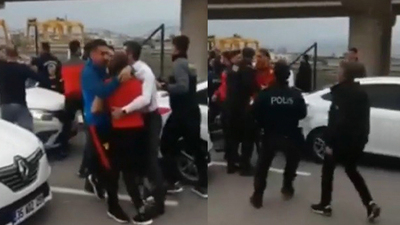 Futbolcular ve taraftarlar birbirine girdi