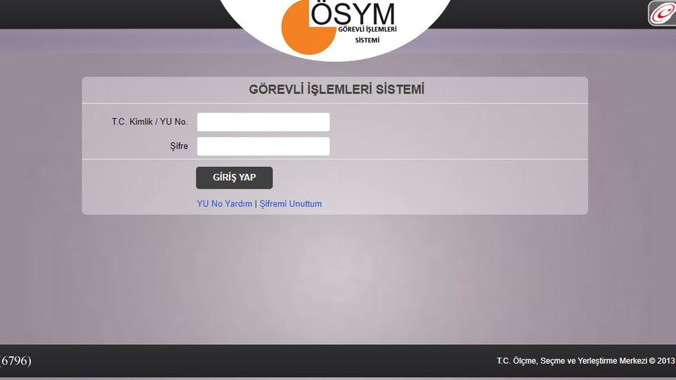 ÖSYM GİS giriş sayfası!