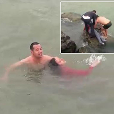 Denize düşen genç kızı polis kurtardı!