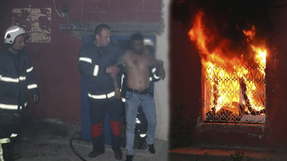 Yaktığı eve saklandı, itfaiye kurtardı