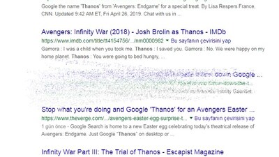 Thanos eldivenine tıklayınca ne oluyor?