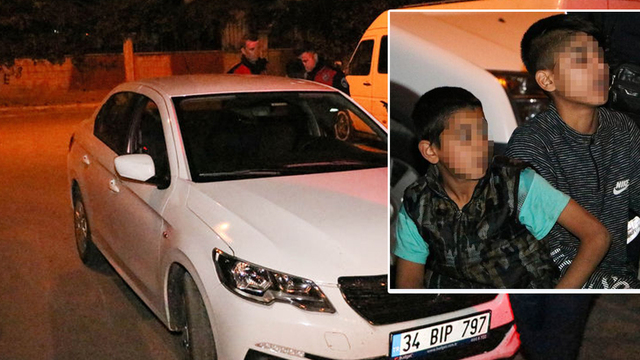 İki çocuk çalışan otomobili çaldı!