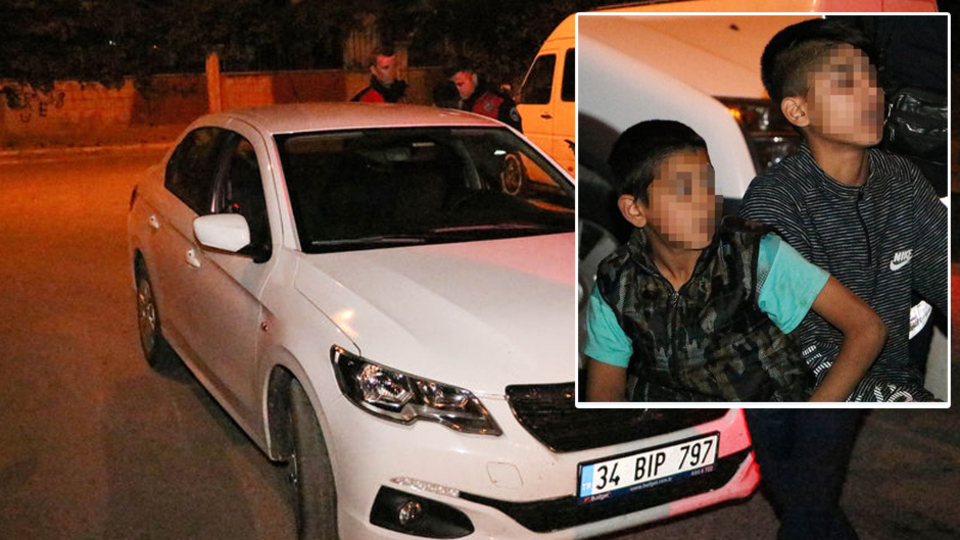 İki çocuk çalışan otomobili çaldı!