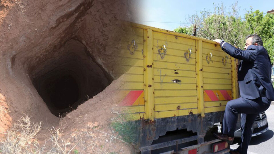 Toprak altından çıkarıp kepçeyle yüklediler