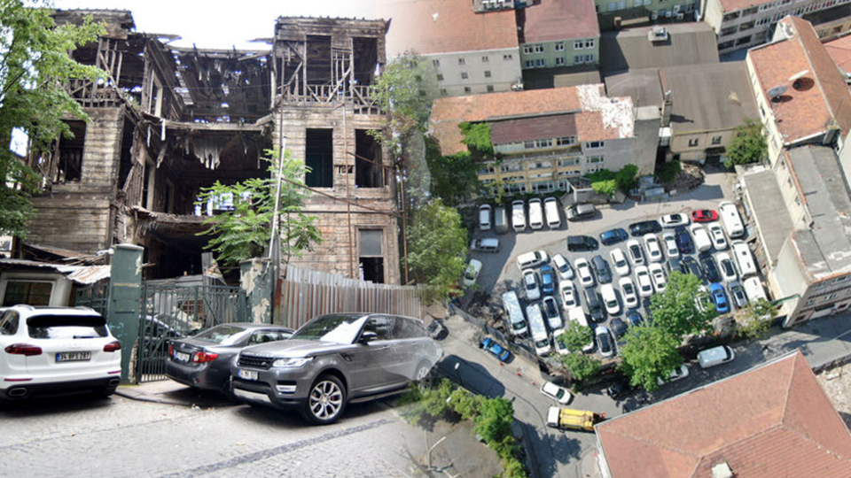 Yıkılan tarihi konak şimdi otopark