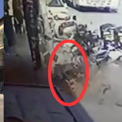 Genç kızın başına tuğla düştü