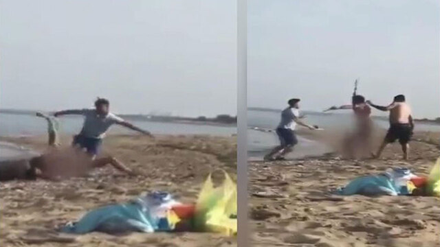 Plajda çıplak gezen adama dayak!
