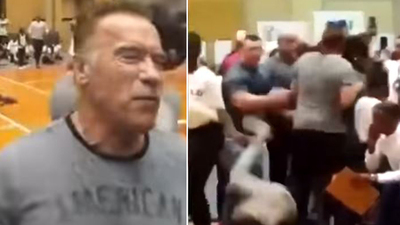 Schwarzenegger'e tekmeli saldırı!