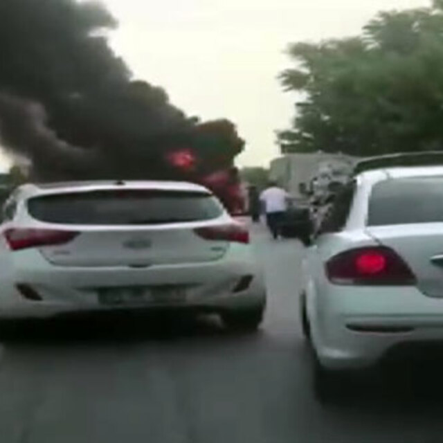 TEM'de ambulans alev aldı!