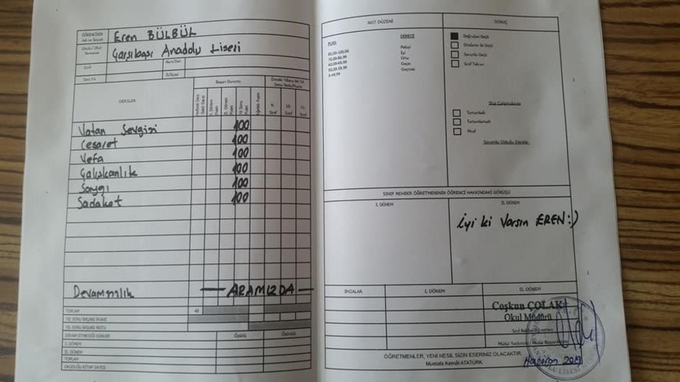 Karnesini hazırlayıp annesine gittiler