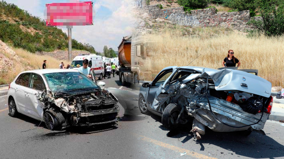 Başkent'te feci kaza! 4 araç birbirine girdi