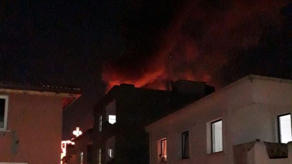 Çatı alev alev yandı, güvercinler kurtarılamadı