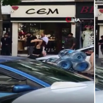 Şişli'de sinir krizi geçiren kadın otomobilini parçaladı