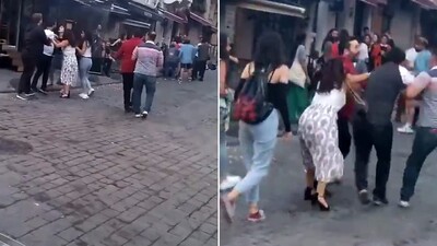 Taksim'deki korkunç kavgaya kadınlar da dahil oldu