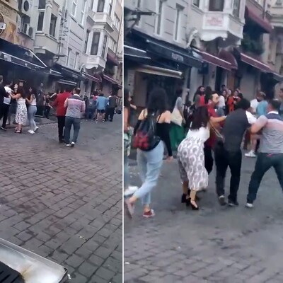 Taksim'deki korkunç kavgaya kadınlar da dahil oldu