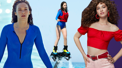 Melisa Şenolsun'dan flyboard şovu