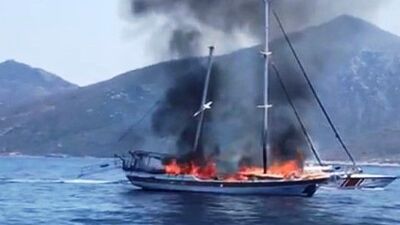 Tekne yangınında faciadan dönüldü!