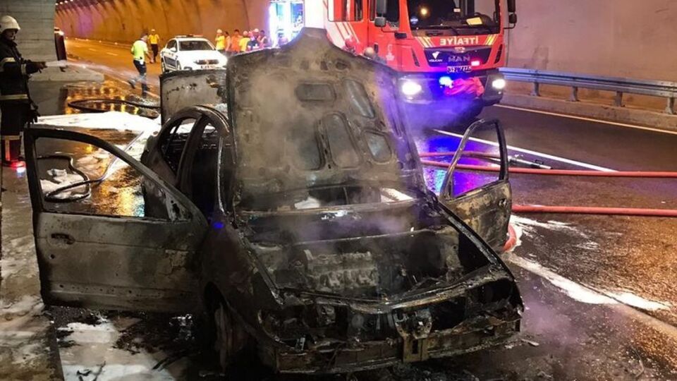 Ordu'da tünelde araç yangını