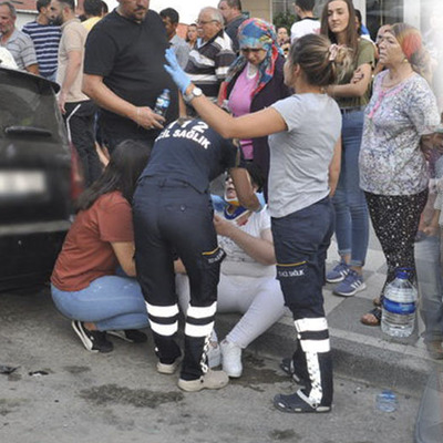 Sahibi kazada yaralanan köpek, zor sakinleştirildi