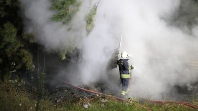 Kaza yapan TIR'daki yangın ormana sıçradı