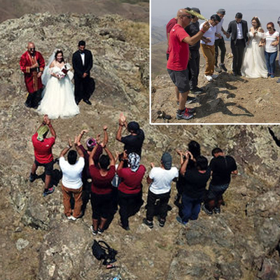 2550 metrelik zirvede evlendiler!