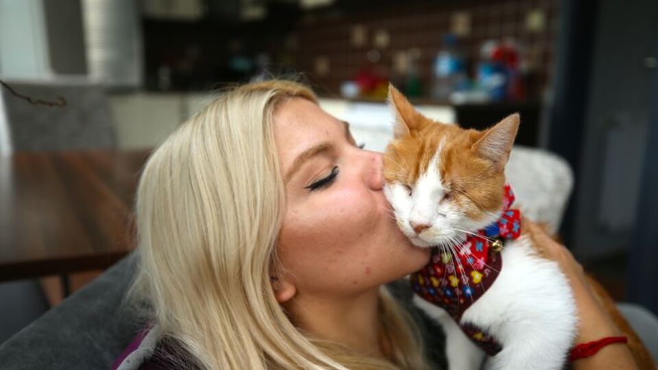 Çöpte bulduğu kediyi hayata bağladı