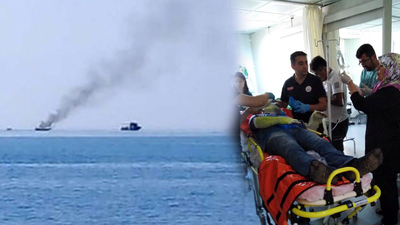 Baba oğulun balığa çıktığı teknede yangın