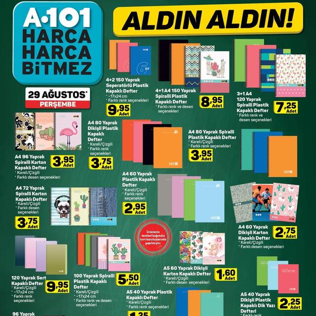 A101 29 Ağustos kırtasiye kataloğu 2019!