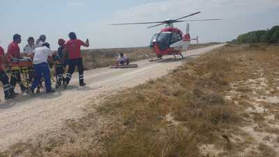 Yaralanan rallicinin imdadına ambulans helikopter yetişti