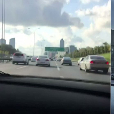 TEM'de 'makas' yarışı kamerada!