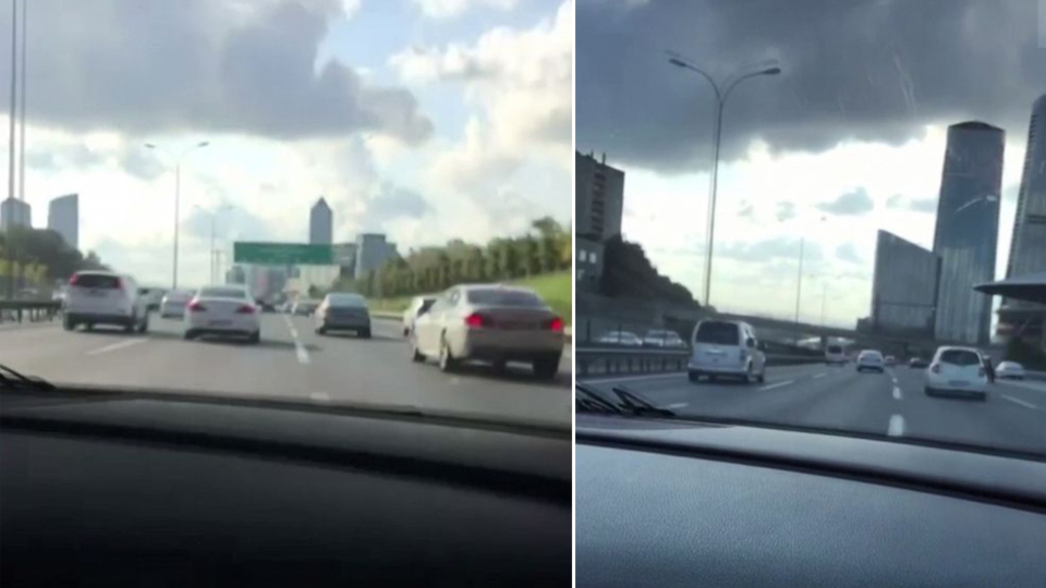 TEM'de 'makas' yarışı kamerada!