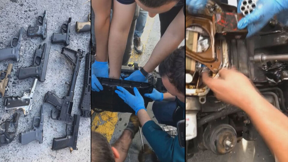 Ambarlı Limanı'nda lüks araç motorları arasından çıktı