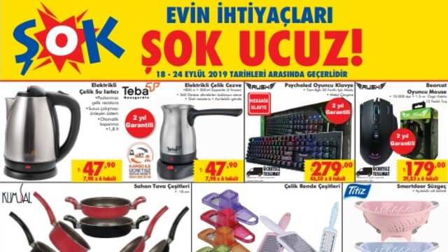ŞOK 19 Eylül Aktüel ürünler kataloğu 2019!