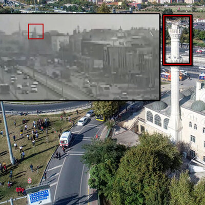 Avcılar'daki minarenin yıkılma anı böyle görüntülendi