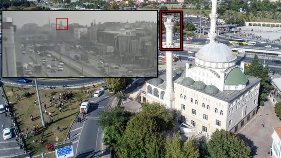 Avcılar'daki minarenin yıkılma anı böyle görüntülendi